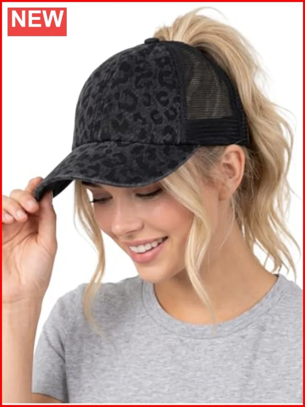 Women's Criss Cross Ponytail Baseball Cap with 3 Holes, Messy Bun Hat,